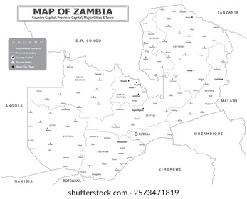 African Countries Geography Political map. Uganda Political map of country with capital, province or state capital, major cities and town.