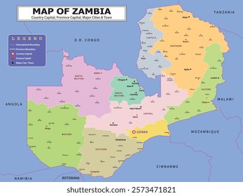 African Countries Geography Political map. Uganda Political map of country with capital, province or state capital, major cities and town.