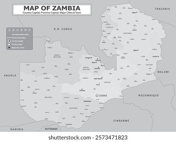 African Countries Geography Political map. Uganda Political map of country with capital, province or state capital, major cities and town.