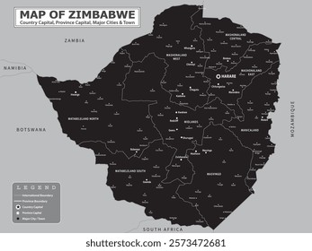 African Countries Geography Political map. Uganda Political map of country with capital, province or state capital, major cities and town.