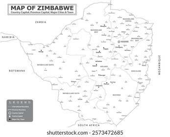 African Countries Geography Political map. Uganda Political map of country with capital, province or state capital, major cities and town.