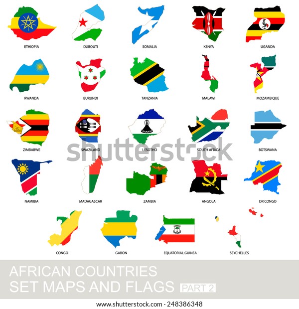 African Countries Set Maps Flags Part Stock Vector (Royalty Free ...