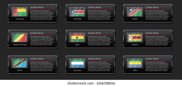 African country flag banners glossy frame collection