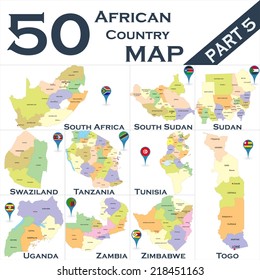 African Country Set With Map Pointers - Part 5