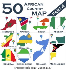 African country set with map pointers - Part 4