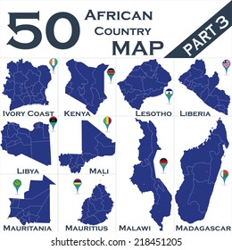 African country set with map pointers - Part 3