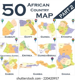 African country set with map pointers - Part 2