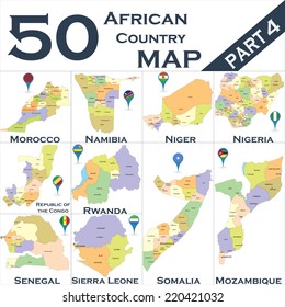 African country set with map pointers - Part 4