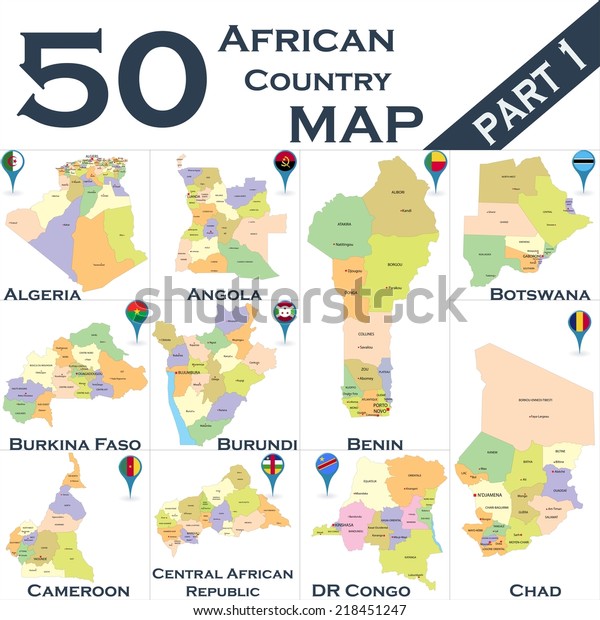 African country\
set with map pointers - Part\
1