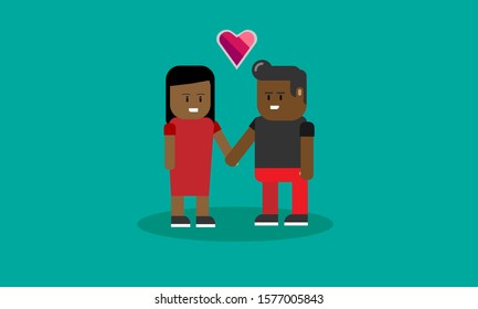 african couple, vector, flat design