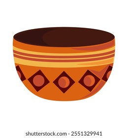 african culture clay bowl icon isolated