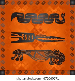 African culture symbolic ornaments. African tribes hand drawn elements
