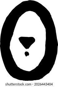 African Culture Vector Number Black Color Isolated on Whute Background. Zero 0 Symbol. Antique Africa Font with Afro Letters. Vintage Cool Typeface