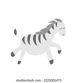 African cute zebra. Animal design. Vector illustration isolated on white background