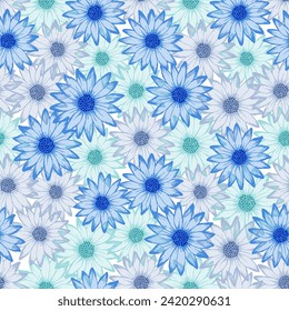 African daisy bright vector endless rapport. Camomile daisy blossom with transparent petals. Decorative garden flowers vector wallpaper. Feminine floral rapport.