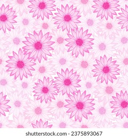 Afrikanischer Gänseblümchen, farbiger Vektorwiederholrapport. Rudbeckia Gänseblümchen mit transparenten Blütenblättern. Dekorative Gartenblumen, die eine Armbanduhr rauchen. Einfache natürliche Beziehung.