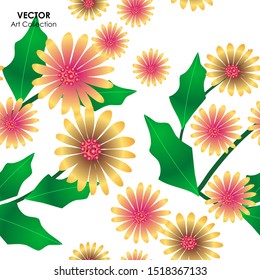 African Daisy flower seamless pattern, Vector illustration design element