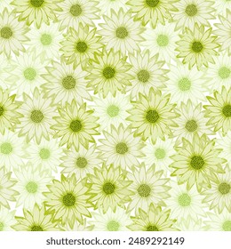 African daisy naive summer repeat rapport. Rudbeckia daisy blossom with transparent petals. Doodle garden flowers fabric design. Girlie botanical ornament.