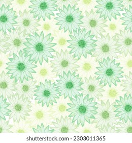 African daisy rustic vector repeat pattern. Sunflower bloom with transparent petals. Creative garden flowers fabric design. Elegant botanical rapport.