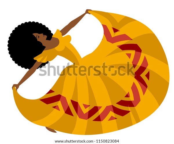 African dance dancer. African mural painting. 