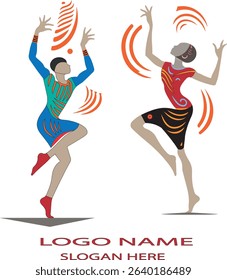African dance Logo icon vector .