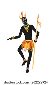 African dance ritual dance in the bright national costume