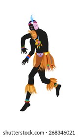 African dance ritual dance in the bright national costume