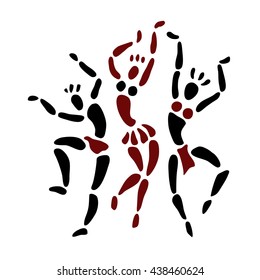 African dancers. Dancing people in ethnic style. Vector Illustration.