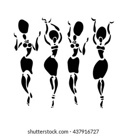 African dancers. Dancing woman in ethnic style. Vector Illustration.