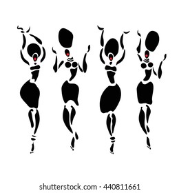 African dancers. Dancing woman in ethnic style. Vector Illustration.