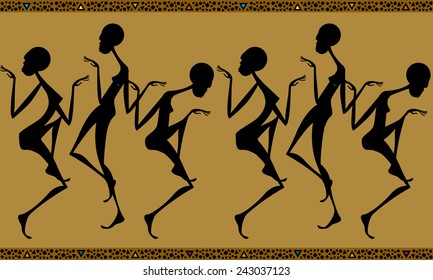 African dancing women seamless pattern