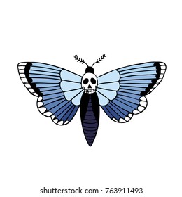 African deaths head hawkmoth illustration traditional tattoo flash