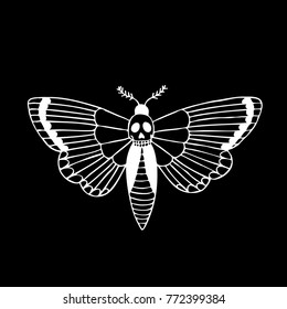 African deaths head hawkmoth illustration traditional tattoo flash