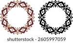 African decorative circle ornament vector illustration. Hand drawn circular ethnic art for bohemian interior design. Tribal pattern for plate, rug or other round printing design. Ring embroidery art.