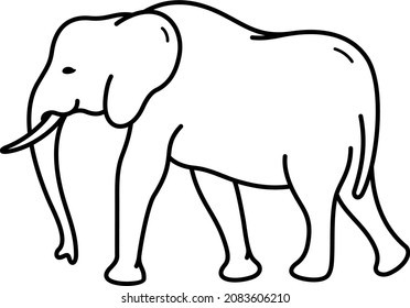 African desert elephant. Vector outline illustration.