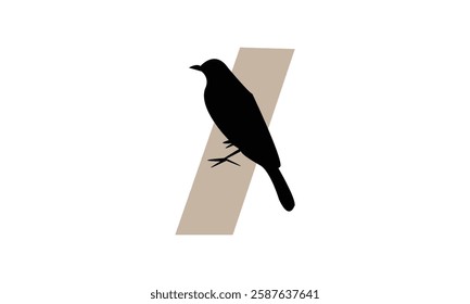 African desert warbler bird Silhouette Design  And Vector Illustration. 