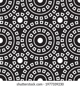 African Design Pattern White on Black for Fabric and Textile Design