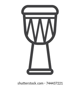 African Djembe Drum line icon, music and instrument, sound sign vector graphics, a linear pattern on a white background, eps 10.