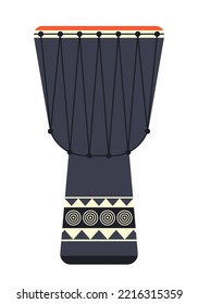 African djembe drum vector icon. Drum flat icon, isolated on white background. Colored ethnic african drum. Vector color illustration.