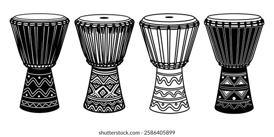 African Djembe Drums Set vector silhouette