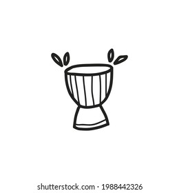 African djembe vector illustration, doodle style on white background.