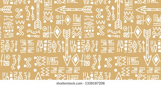 African drawing seamless pattern with stripes tribal vector illustration ready for print bohemian egyptian theme.