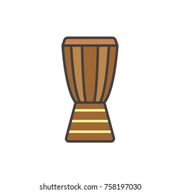African drum colored line icon.