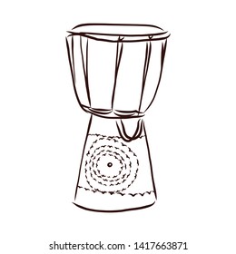 African drum contour vector illustration 