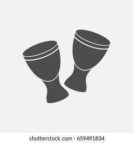 African drum djembe simple icon. Monochrome illustration.