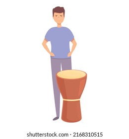 African drum icon cartoon vector. Music school. Kid sing