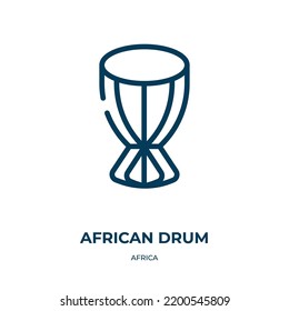 African drum icon. Linear vector illustration from africa collection. Outline african drum icon vector. Thin line symbol for use on web and mobile apps, logo, print media.