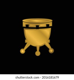 Drum africano con un icono metálico chapado en oro o un vector de logotipo
