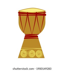 The African drum. Vector image of a musical instrument in the flat style isolated on a white background. Icon. EPS 10.