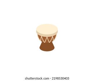 African drum vector isolated emoji icon. Long drum emoticon